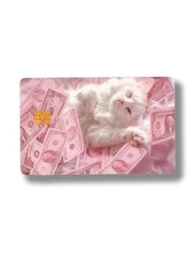 1pc/4pcs Elegant Pink Kitten Card Stickers, PVC Scratch-Resistant Durable Bank Card Skin Cover, Suitable For Credit/Debit Cards, Metro Cards, Student ID Cards, Personal Privacy Protection, Cool Decor And Gift,Back To School,School Supplies - Multicolor - View 10