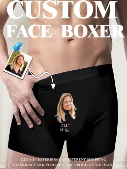 Calzoncillos tipo boxer personalizados para hombres con diseño facial - Ropa interior divertida personalizada para novio, esposo u hombre - Regalo único para el Día de San Valentín, cumpleaños, aniversario u otra ocasión especial - Ropa interior de fantasía adorable y colorida (tallas XS a 3XL)