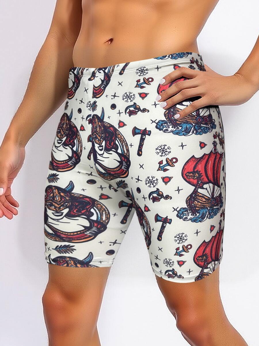 Quần bơi nam dài đến đầu gối, kiểu dáng thường ngày, năng động, thích hợp cho kỳ nghỉ, hoạt động ngoài trời, chất liệu cao cấp, co giãn tốt. - trắng - Xem 1