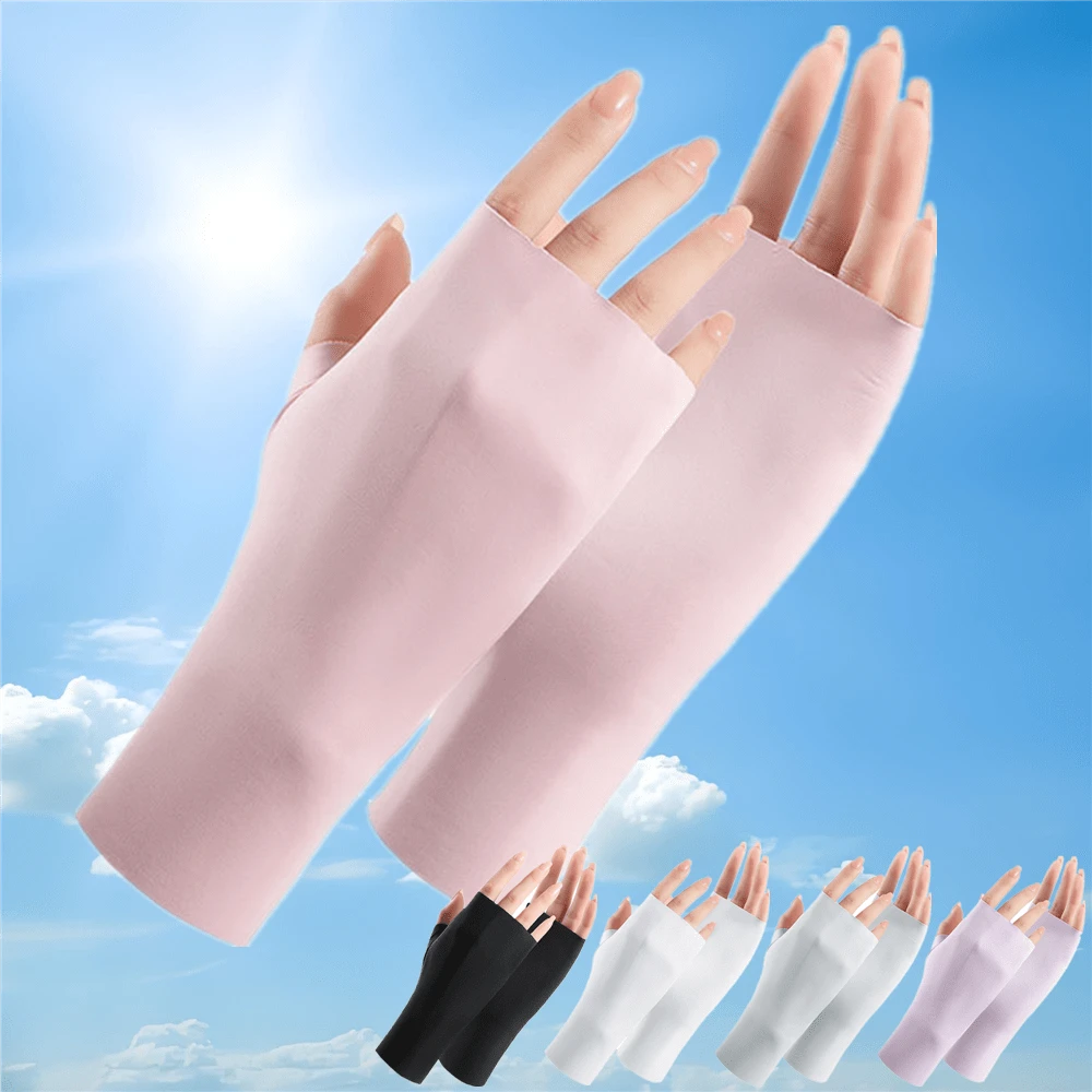 1 Pair Unisex Summer One Size Fingerless Glove, Elastic Ultra-Thin Fabric Breathable And Cool, Available For Running Cycling Fishing Hiking Camping Outdoor Sports