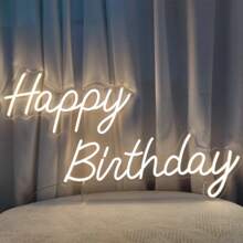 1 pezzo Lampada decorativa ad atmosfera a luce al neon LED in acrilico con scritta "Buon Compleanno", alimentata tramite USB, con dimmer, adatta per feste di compleanno, insegna luminosa da parete per decorazione