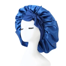 1PC Luxurious Satin Silky Bonnet With Adjustable Tie - Lightweight Hair Protection Cap For All-Night Comfort, Hair Care, And Shower Luxurious Satin & Silk Bonnet For Sleeping - Adjustable Comfort Fit With Tie Band - Unisex Night Hair Protection For Men & Women