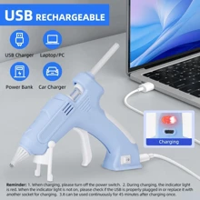 Pistola de silicona inalámbrica, pistola de silicona recargable por USB con 20 barras de silicona, kit de pistola de silicona rosa portátil de precalentamiento rápido para manualidades, artesanía, bricolaje, decoraciones y regalos de Navidad