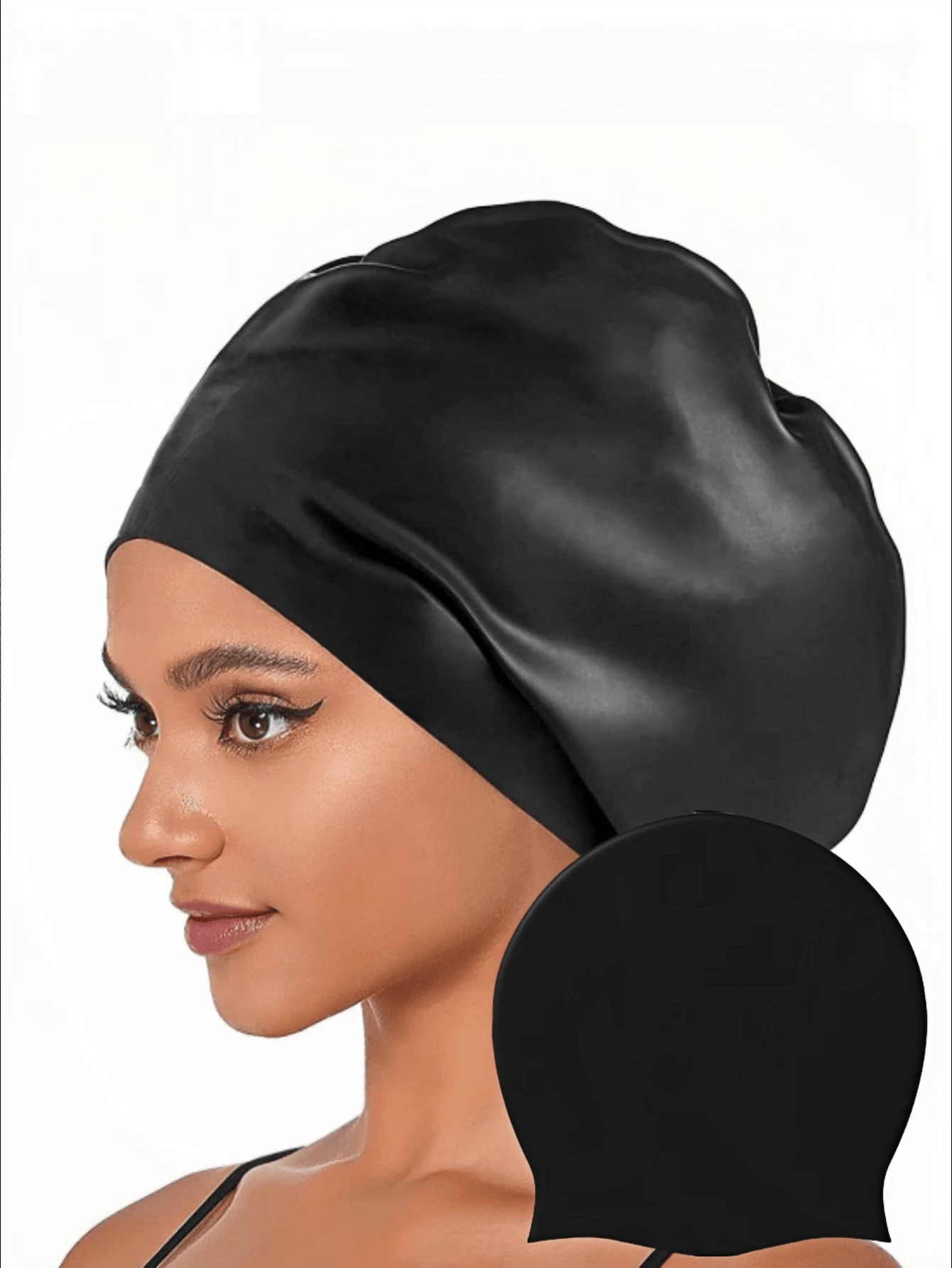Adult Silicone Long Hair Swimming Cap, Waterproof, Comfortable, Extra Large Size, Solid Color - Multicolor - View 1