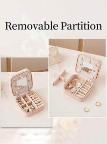 1pc Jewelry Storage Box With Mirror, PU Leather Jewelry Box, Jewelry Organizer, Travel Storage Box, Portable Jewelry Box, For Rings, Necklaces, Earrings, Pendants, Bracelets, Earring Storage, Cruise Essentials, Travel Essentials, Multi-Function Jewelry Storage Display Box, Gift Box For Girls And Women, Valentine's Day Gifts, Easter Gifts, Holiday Gifts.