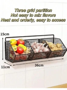 Fruit Basket, Vegetable Basket, Dining Table Storage Rack, Countertop And Wall Mounted Fruit Rack, Snack, Spice Rack, Kitchen And Living Room Potato And Onion Multifunctional Storage Basket, For Outdoor, Camping - Multicolor - View 3