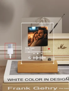 1pc Custom Couple Collage Photo Led Night Light, Personalized Acrylic Night Light With Photo & Text, Custom Photo Lamp, Personalized Photo Collage LED Light, Couple Picture Frame, Personalized Photo Collage Gift For Mother's Day, For Birthdays, For Children's Day, For Graduation, For Weddings, For Housewarming Bedroom, Office, Tea Room, Home, Bathroom, Custom Home Decor