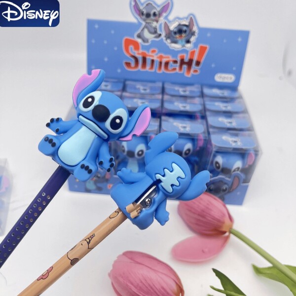 Disney 1pc Disney Stitch Pencil Sharpener - Cute Stitch Cartoon Design Pencil Sharpener, Blue Mickey Pencil Sharpener, Suitable For Children And Students, Reward For Good Work, Plastic Material, Fun Design, Plastic Pencil Sharpener Back To School