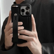 Retro Faux Leather Wristband Card Holder Case Compatible With Apple 16 Pro Max / 15 Pro Max / 14 Pro / 13 Pro / 13, Fashion & Minimalist Phone Case For Women