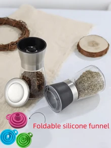 1 pieza Molinillo de pimienta manual de vidrio duradero - Salero y especiero transparente, accionado manualmente para pimienta negra, sal marina - Accesorio de cocina ideal para entusiastas de la cocina