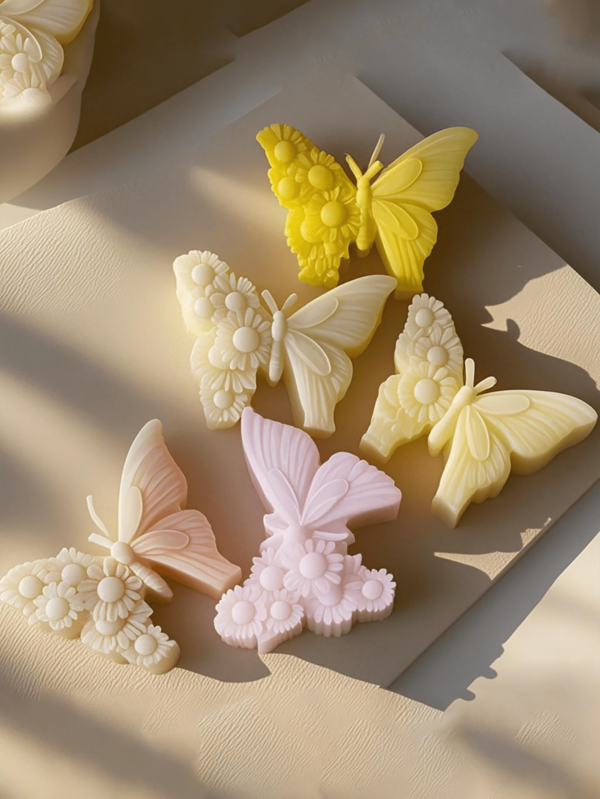 Molde de silicone para vela perfumada artesanal de borboleta e flor para o Dia das Mães, 1 peça, faça você mesmo, decoração de borboleta, difusor de gesso, pedra, resina, molde para artesanato, molde de gesso, molde de cola, fácil de fazer, fácil de remover, fácil de limpar