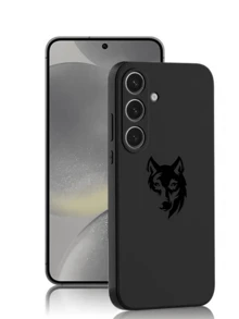 1pc Wolf Head Anti-Slip Black Phone Case Compatible With IPhone 17/17 Air/17 Pro/17 Pro Max, Honor, Galaxy A04e/A05s/A13/A14/A15/A34/A35/A50/A52/A53/A54/S21/S22/S23/S24/S25/S25Ultra, 6A/7A/8A, 12T/13T/14T - Black - View 2
