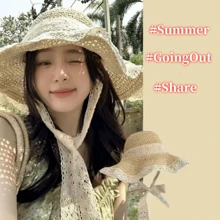 1pc Lace Trim Beach Sun Hat, Large Brim Breathable Shade Hat For Women Outdoor Camping Picnic, UV Protection Summer Cap