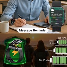 Smart Watch With Earbuds, 2-In-1 Earphones Smart Watch, Wireless Call, Music Play, NFC Unlock, Multiple Sports Mode Data Analysis, Sleep Monitoring, Smartwatch For Android And IOS - 黑色 - 查看 2