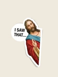 1pc "I See Jesus" Sticker - Waterproof & Scratch-Resistant - Funny Meme Sticker, Suitable For Laptop And Water Bottle - Multicolor - View 1