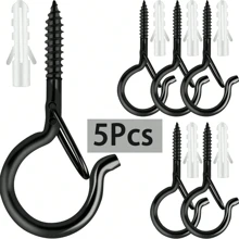 Heavy-Duty Metal Screw Hooks For Indoor/Outdoor Use - Perfect For Hanging Plants, LED Lights, Wind Chimes & Garage Decor