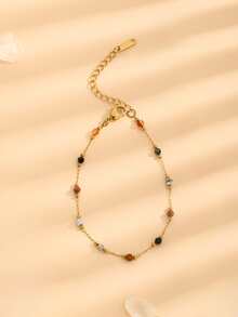 1pc Elegant Foot Jewelry Stainless Steel Turquoise Anklet For Women For Summer Vacation Travel Beach Party For Banquet Prom Party For Holiday Travel For Daily Decoration - Anklets - View 3