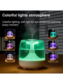 Humidificador transparente de larga duración de 650ml con modos de niebla continua e intermitente, humidificador con luz nocturna de siete colores, humidificador de aceites esenciales, adecuado para salas de estar, dormitorios, oficinas y diversos entornos como regalo para Navidad y Año Nuevo
