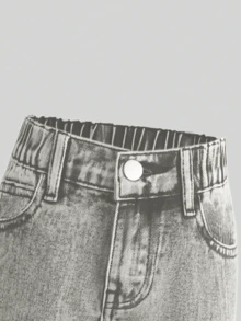 Girls Classic Washed Distressed Straight Leg Casual Pants - Grey - View 3