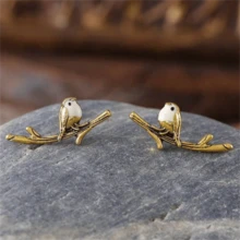 1 Pair Creative Branch & Bird Design Earrings, Vintage & Minimalist Fashion Earrings For Women, Perfect Gift For Parties