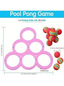 1+10 Pcs Pool Rings Toss Game Floating Foam Rings With Balls And Rings Swimming Pool Games Family Outdoor - Pink - View 6