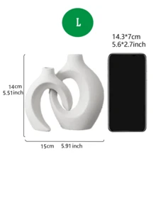 White Vase, Snuggling Vase Home Decoration Simple Nordic Bohemian Style, Suitable For Living Room, Bookshelf, Dining Table, Bookshelf, Room, Fireplace And Porch Decorative Vase.