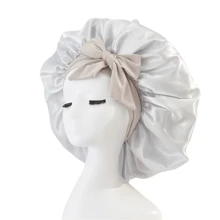 1PC Luxurious Satin Silky Bonnet With Adjustable Tie - Lightweight Hair Protection Cap For All-Night Comfort, Hair Care, And Shower Luxurious Satin & Silk Bonnet For Sleeping - Adjustable Comfort Fit With Tie Band - Unisex Night Hair Protection For Men & Women