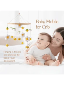 蜜蜂与花朵设计床挂摇铃，色彩和谐，舒适，保护宝宝眼睛，多种形状和颜色，可爱，激发宝宝的好奇心 - 多色 - 查看 2