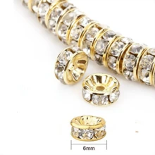 100 颗圆形间隔珠镀银捷克水晶水钻用于珠宝散珠手链 - 銀色 - 查看 15