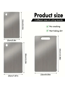 Planche à découper en acier inoxydable - Double face, résistante à la rouille, pour la viande, les fruits et les légumes - Tapis à découper de cuisine haut de gamme avec une hygiène améliorée