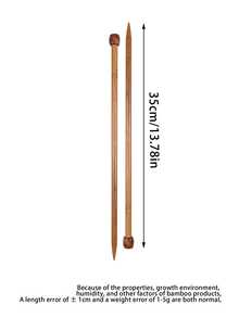 2 kim đan một đầu bằng tre, dài 35cm - Đầu thẳng, thích hợp cho người mới bắt đầu và các dự án sợi cồng kềnh - Màu cacbon hóa - Xem 7