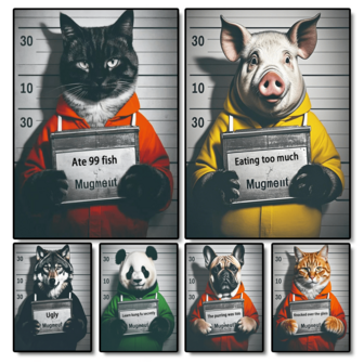 1 pieza Cartel de arte de pared de animales confundidos sin marco, cartel de arte de pared de animales, gato, impresión de arte de pared, pintura al óleo sobre lienzo para decoración familiar y de niños, mejor opción para marco