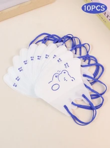 10pcs Cute Bear Pattern Kids' Face Masks, Comfortable Breathable, Suitable For Outdoor Use, Fashionable Accessory, Dust And Allergy Protection