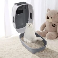 Cat Litter Box For Puppy Keep With Automatic Sand Cage Sterilization And Deodorization Function - Grey - View 7