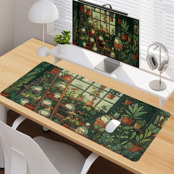 1 pieza Alfombrilla de ratón con diseño de rana linda de estilo kawaii, gran alfombrilla de escritorio con base de goma y borde cosido, alfombrilla antideslizante para teclado, ideal para oficina, hogar, computadora, regalos de cumpleaños para hombres, mujeres y amigos, de vuelta a la escuela