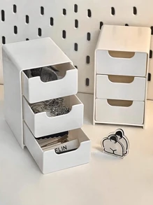 Mini organizer portatile con 3 cassetti, unità di archiviazione da scrivania per gioielli, cosmetici, forniture per hobby, ideale per uffici, hobby e accessori fatti a mano.