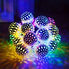 Solar-Powered Moroccan Ball String Lights, Ni-MH Battery, Removable, For Outdoor Garden, Patio, Home & Festive Decorations - Ideal For Weddings, Birthdays, Halloween, Christmas