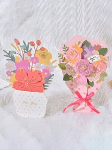 1pc Beautiful Flower Greeting Card, Stylish Mother's Day Greeting Card, Surprise Gift To Express Gratitude And Love To Mom (With Envelope)