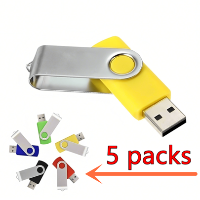BIYETIMI 5 Confezioni di pendrive USB 2.0 rotante alla moda da 128GB, 64GB, 32GB, 8GB, colorato, ad alta velocità, impermeabile