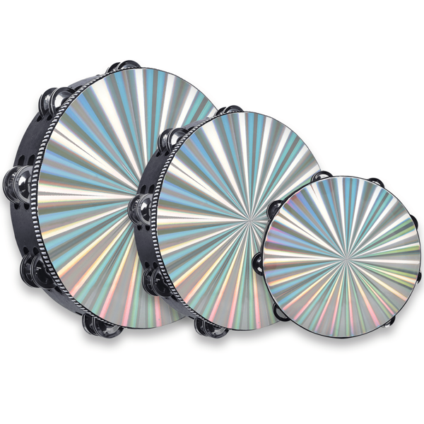 RRAYIA 3 PCS (Including 6/8/10 Inch) Double Row Jingles Reflective Drum, Radiant Tambourines, Radiant Tambourine Drum, Reflective Surface Drum,Radiant Tambourine Hand Held Drum