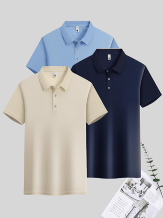 paquete de 3 camisas polo de verano versátiles para hombre, tops de manga corta transpirables y cómodos, camisas polo casuales y de negocios, camisetas deportivas y exteriores que absorben la humedad para deportes y aire libre, como tenis y golf