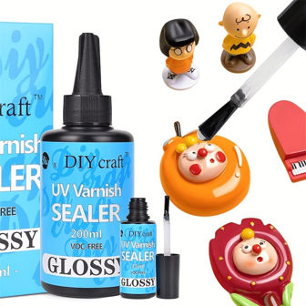 UV Varnish Sealer- UV Resin Glue Art Varnish,UV Resin Clear Sealant,All-In-One Sealant UV Resin + One Empty Brush Bottle(100ml/200ml)