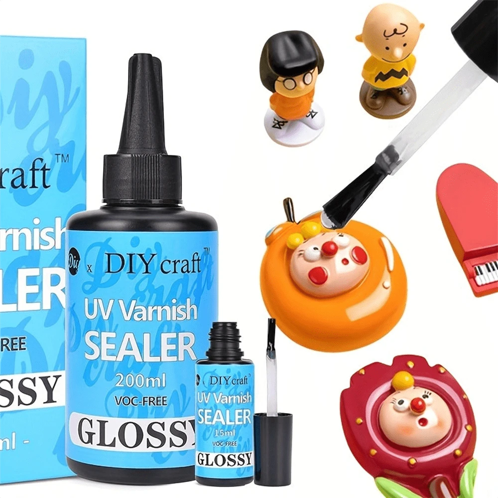 UV Varnish Sealer- UV Resin Glue Art Varnish,UV Resin Clear Sealant,All-In-One Sealant UV Resin + One Empty Brush Bottle(100ml/200ml)