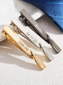 Clip de corbata grabado personalizado mate, gemelos de acero inoxidable con monograma, joyería de boda para el novio, accesorios de moda para hombres