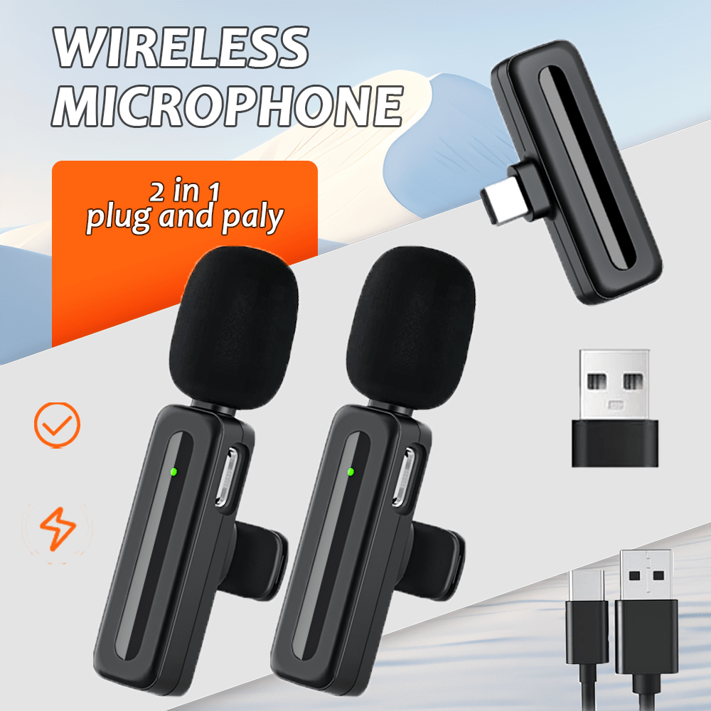 Micrófono inalámbrico de solapa con función de reducción de ruido - Adecuado para teléfonos Android con USB C, con estuche de carga de 24 horas, micrófono de solapa con batería de 6 horas, mini micrófono para Android/Vlogging