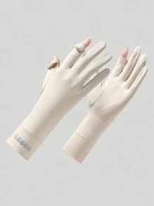 1 Par de Luvas Sem Dedos para Proteção Solar Feminina, Comprimento Médio, Respiráveis e Antideslizantes para Direção, Ciclismo, Uso Externo, Verão