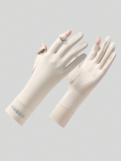 1 Pair Women's Fingerless Sun Protection Gloves, Mid-Length Breathable Anti-Slip For Driving, Cycling, Outdoor Use, Summer