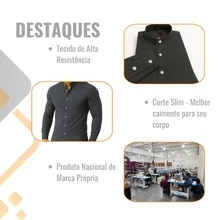 Men's Long Sleeve Dress Shirt With Priest Collar Slim Premium - 灰色 - 查看 8