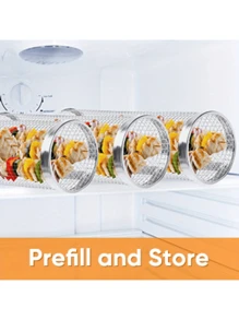 3 PiecesDeluxe Rolling Grill Basket - Large Stainless Steel Wire Mesh Cylindrical Grill Rack, Portable Outdoor Camping Grill Mesh Tube - Perfect Cookware Grilling Tools Accessories For Picnics And Outdoors