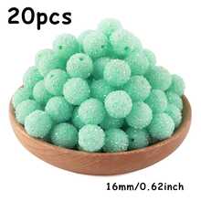 20PCS, Acrylic, Fashionable Sugar Sand Beads, 16mm, Bead & Bead Assortment, Suitable For DIY Handmade Jewelry Making, Ballpoint Pens, Keychain Pendants, Etc - Multicolor - View 7